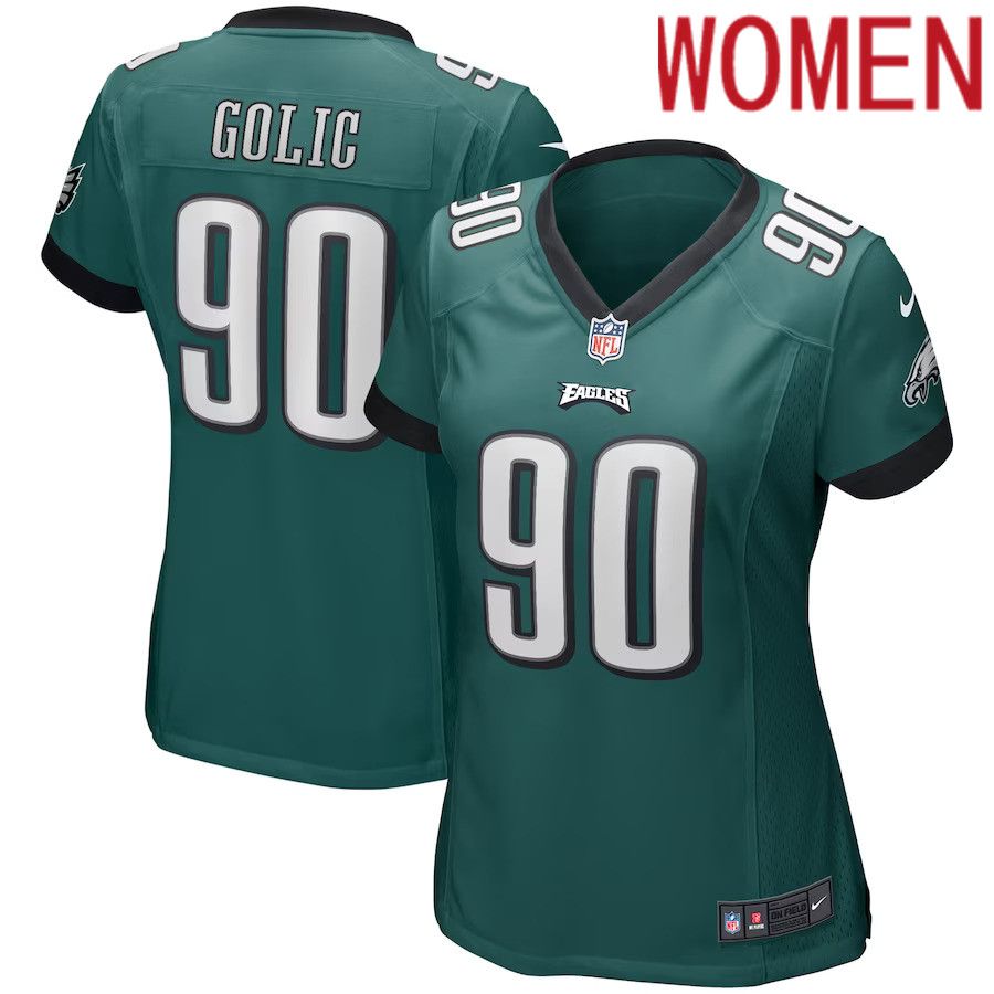 Women Philadelphia Eagles #90 Mike Golic Nike Midnight Green Game Retired Player NFL Jersey